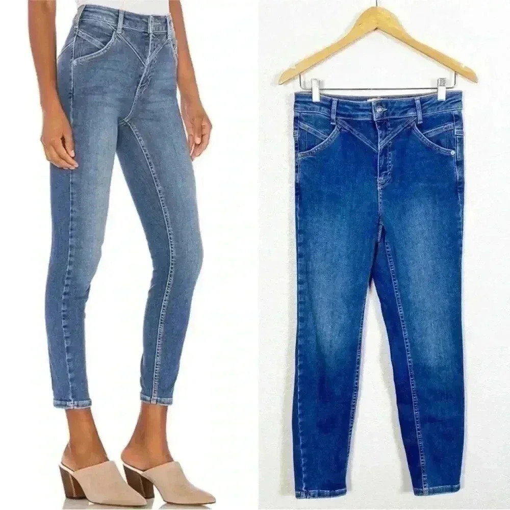 We The Free by Free People Womens Riley High Rise Back Seam Skinny Jean Size 28